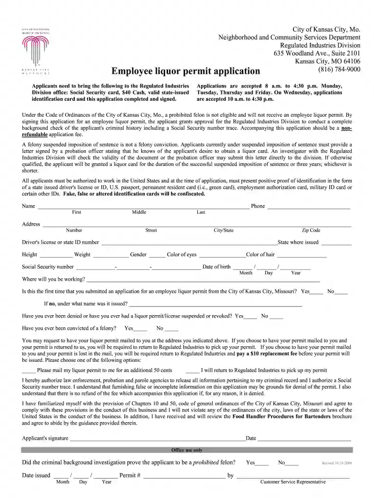 missouri employee liquor permit Preview on Page 1