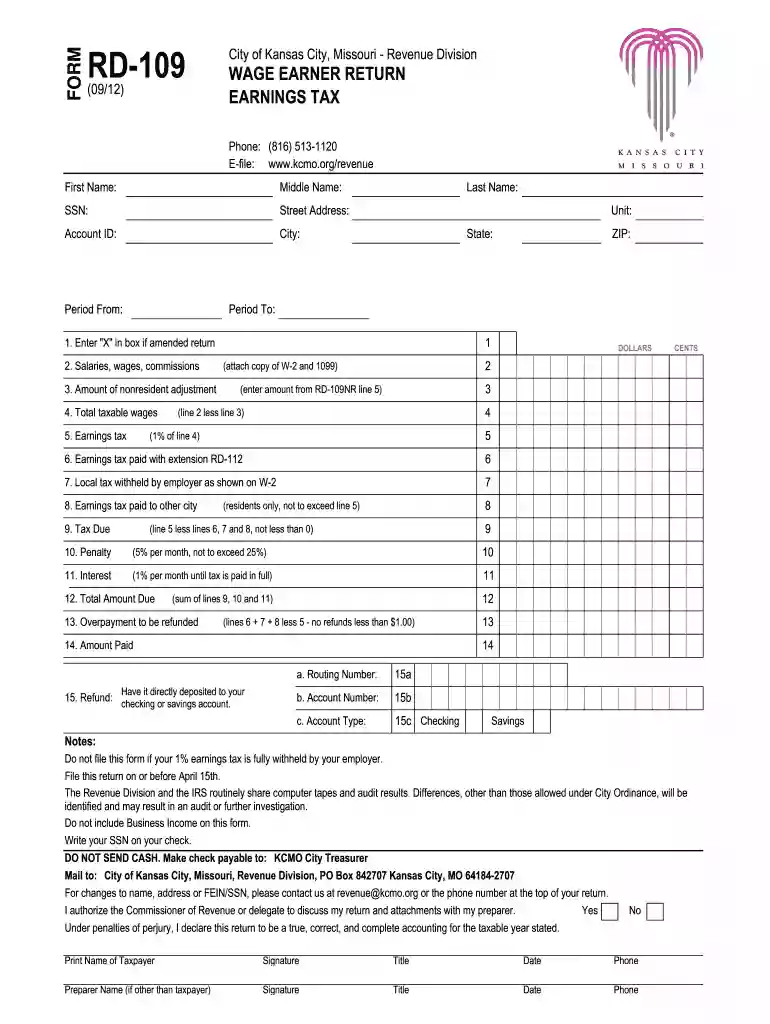 rd 109 form Preview on Page 1