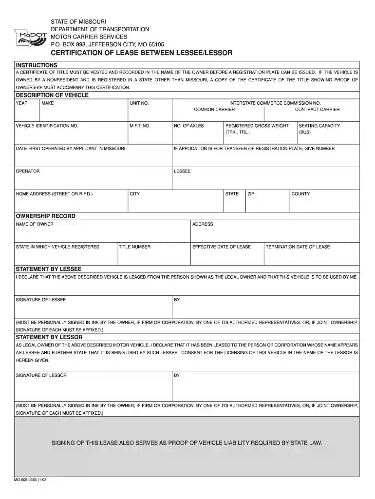 certificate of lease sample Preview on Page 1