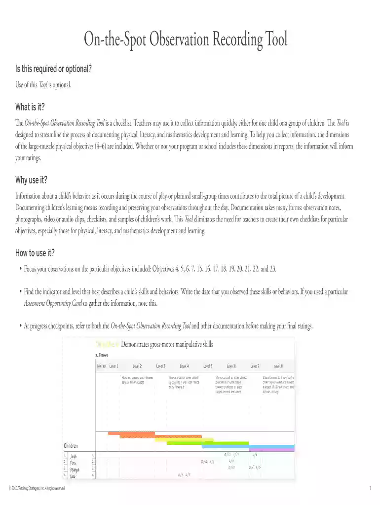 On-the-Spot Observation Recording Tool Preview on Page 1