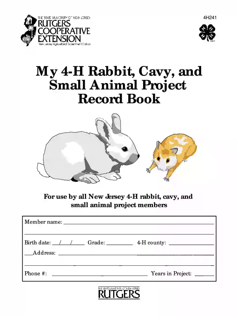 4h rabbit record book Preview on Page 1