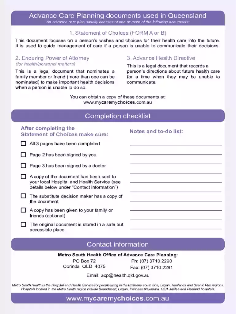 statement of choices form b Preview on Page 1