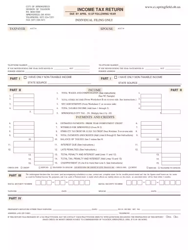 ohio income tax return Preview on Page 1