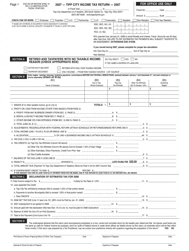 TIPPCITY -tax form 2003 - Tipp City, Ohio - tippcityohio Preview on Page 1