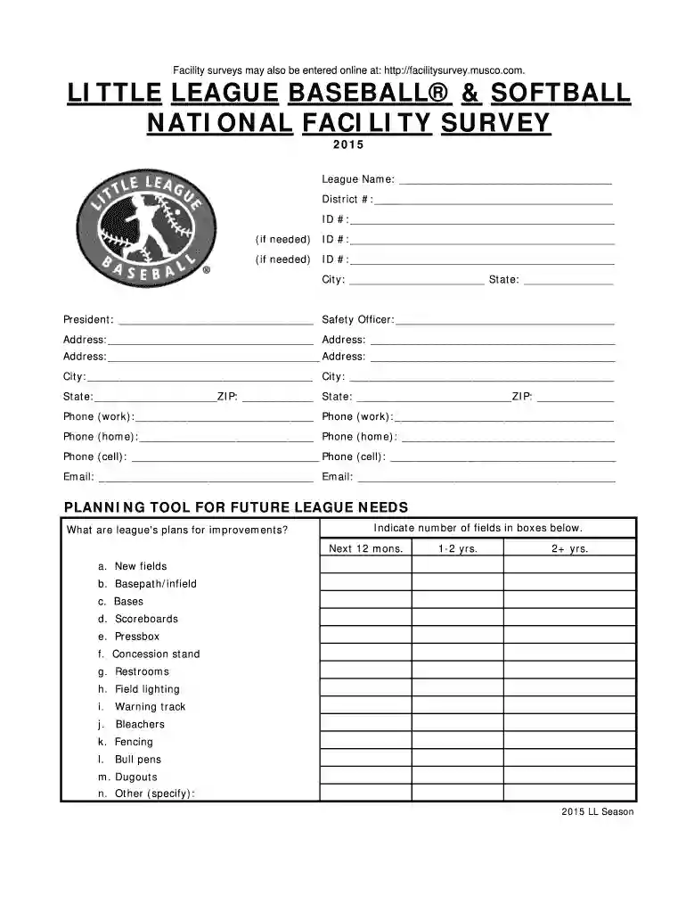 little league facility survey Preview on Page 1