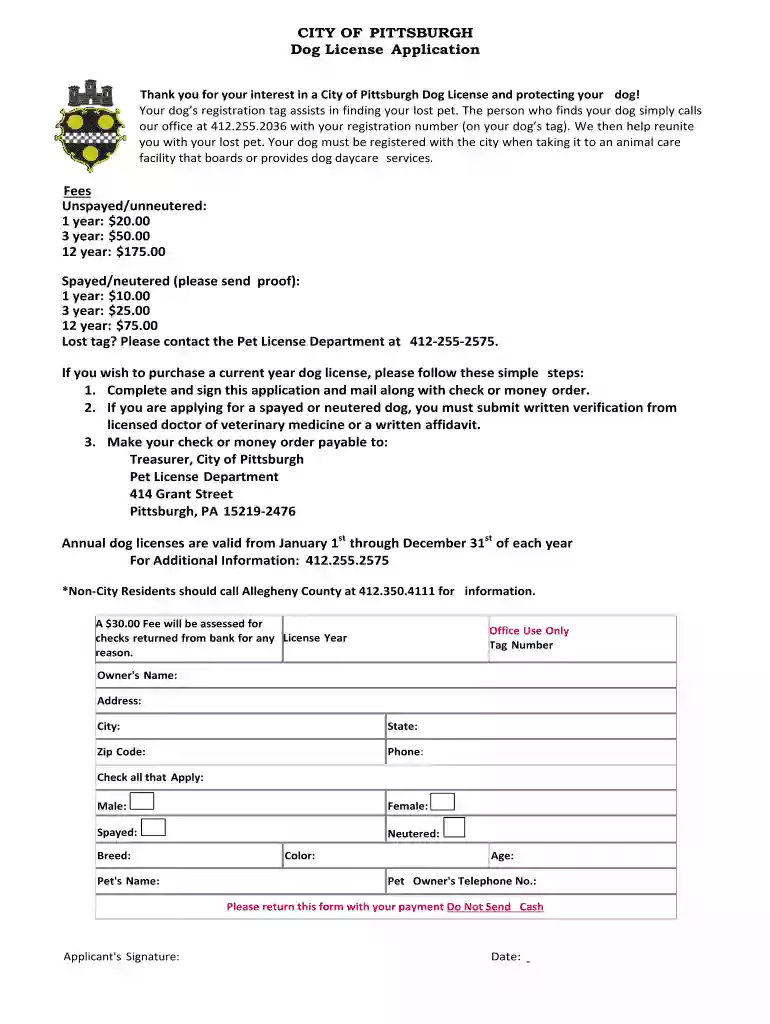 dog license pittsburgh Preview on Page 1