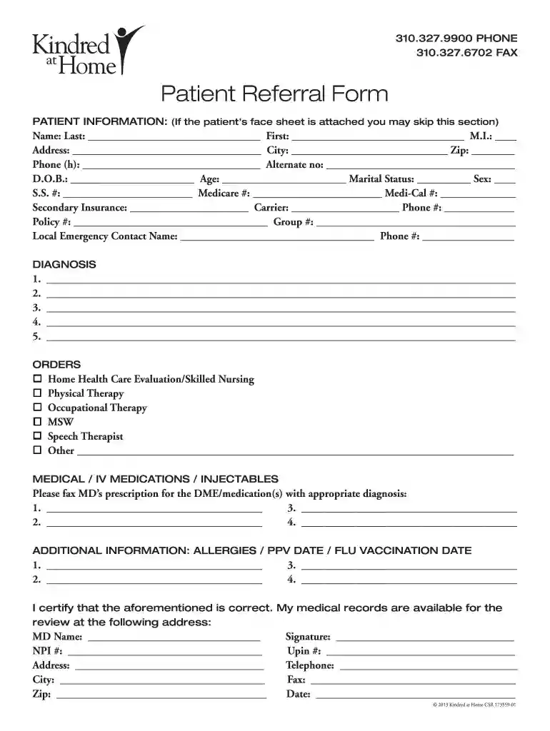 home health order template Preview on Page 1
