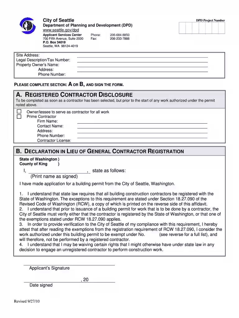 dpd contractor disclosure form Preview on Page 1