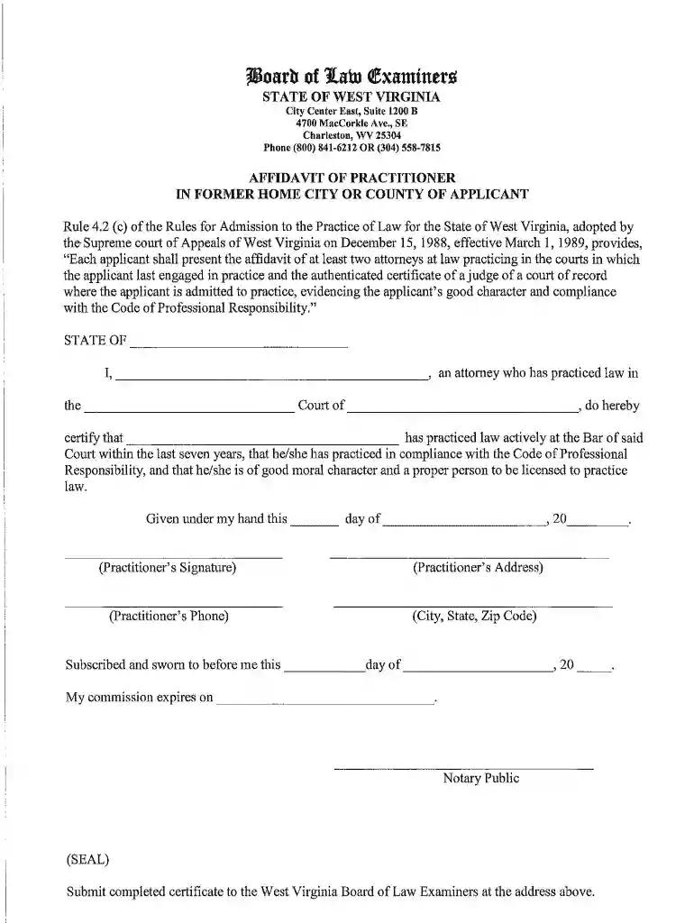 west virginia affidavit practitioner Preview on Page 1