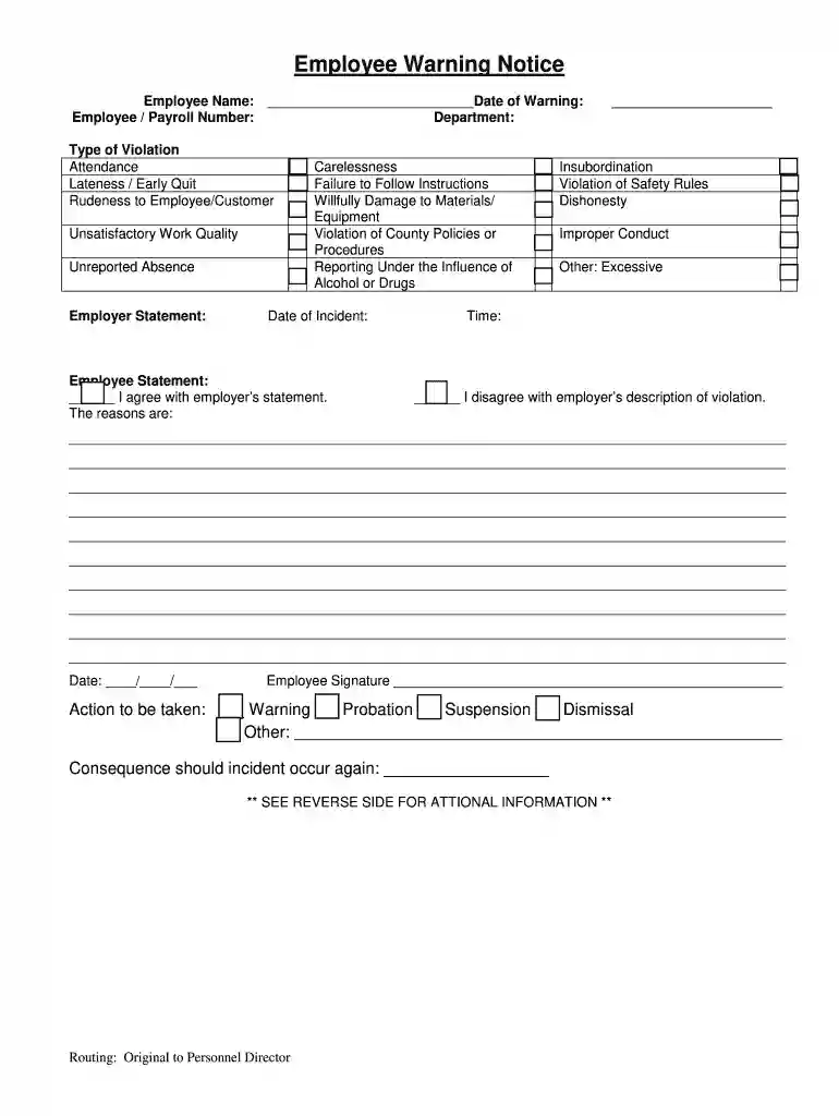 BEmployee Warning Noticeb - toolscirastatetxus Preview on Page 1