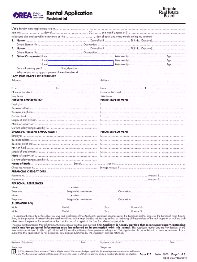 orea form 410 Preview on Page 1
