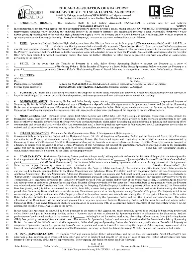 illinois exclusive listing agreement Preview on Page 1