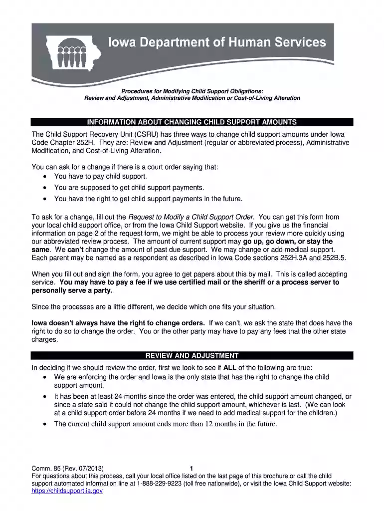 iowa child custody modification forms Preview on Page 1