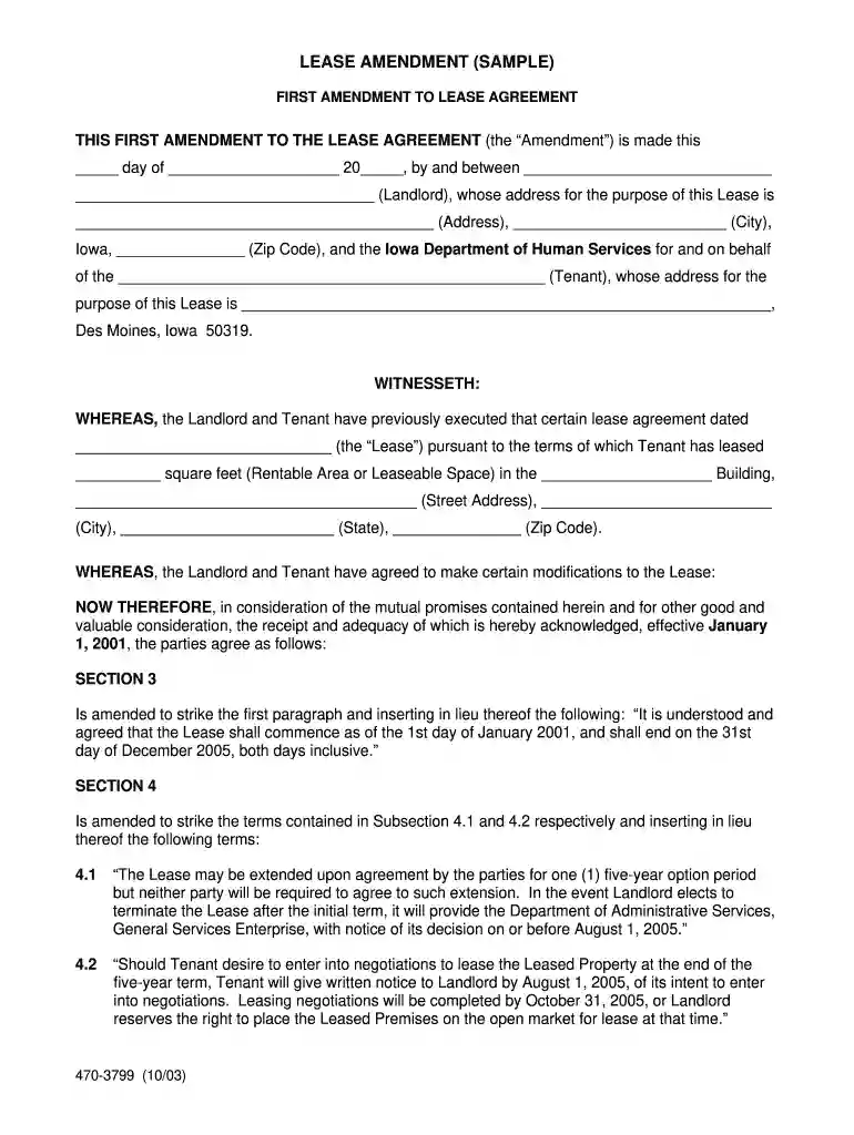 lease amendment template Preview on Page 1