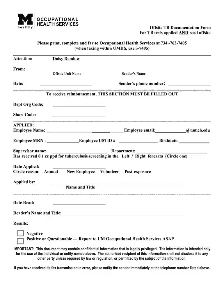 tb test form Preview on Page 1