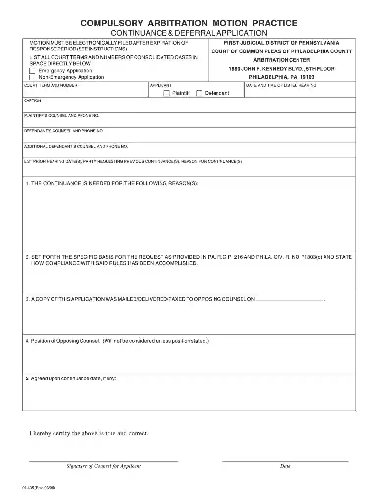 philadelphia arbitration forms Preview on Page 1