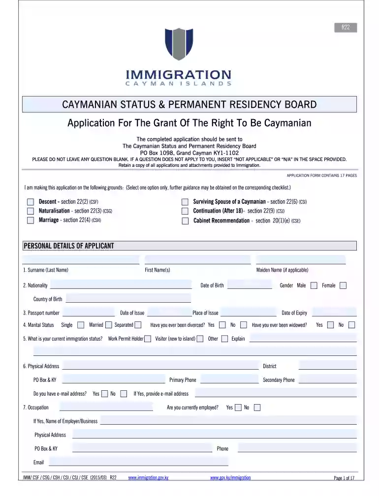 cayman status application worc Preview on Page 1