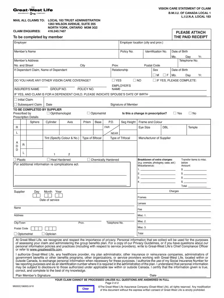 local 183 claim form Preview on Page 1