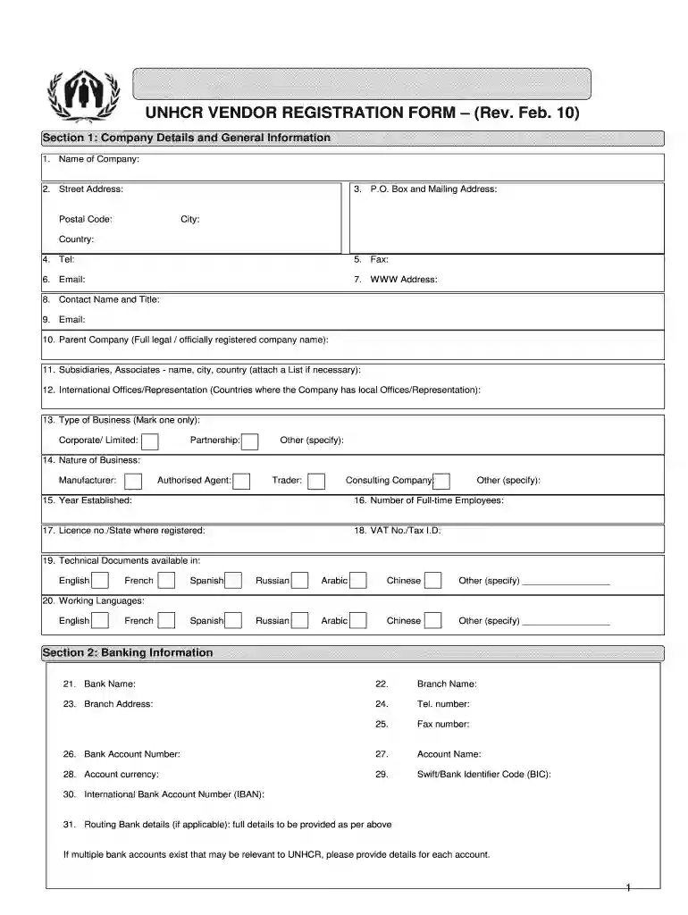 form unhcr Preview on Page 1