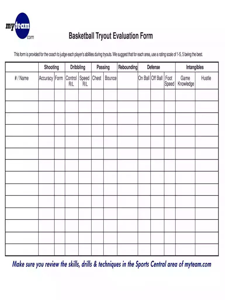 basketball tryout template free Preview on Page 1