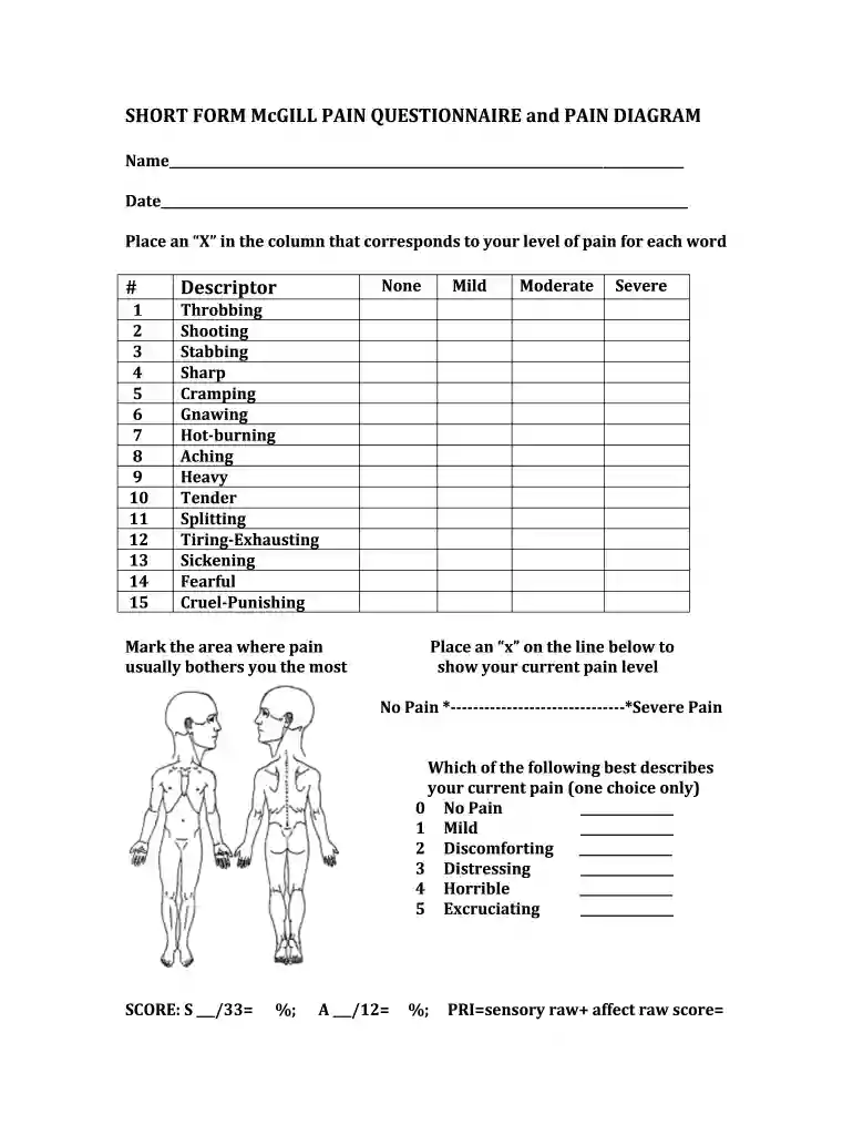 mcgill pain scale Preview on Page 1