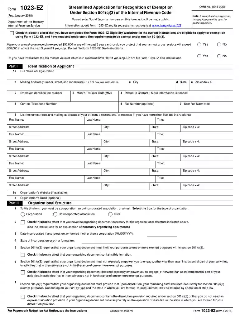 form 1023 ez Preview on Page 1