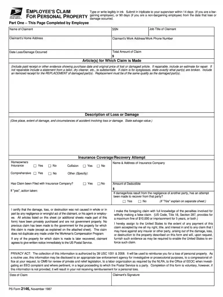 ps form 2146 Preview on Page 1