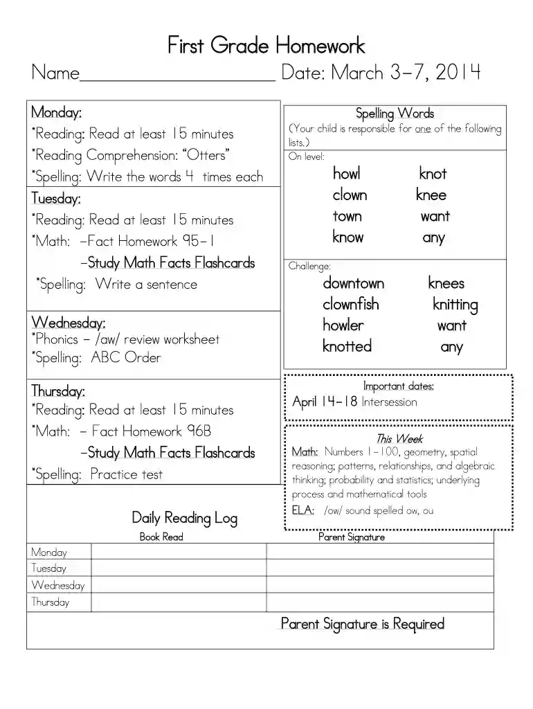 Homework Assignment Sheet - tmisd Preview on Page 1