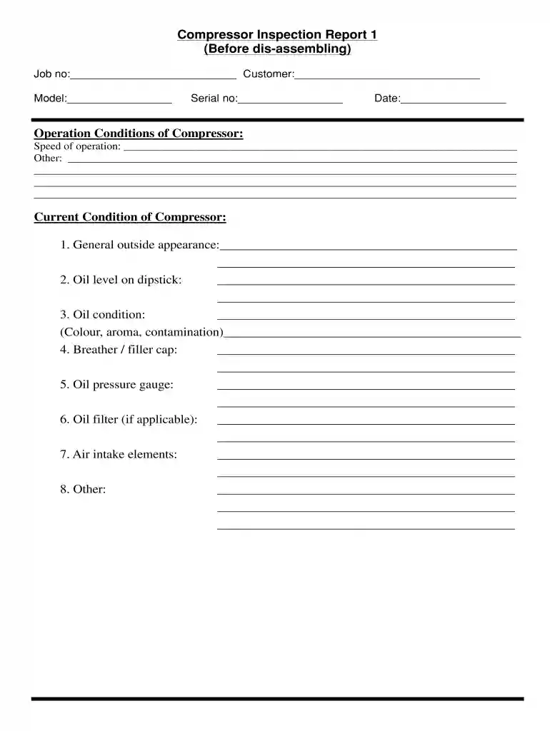 air compressor test certificate Preview on Page 1