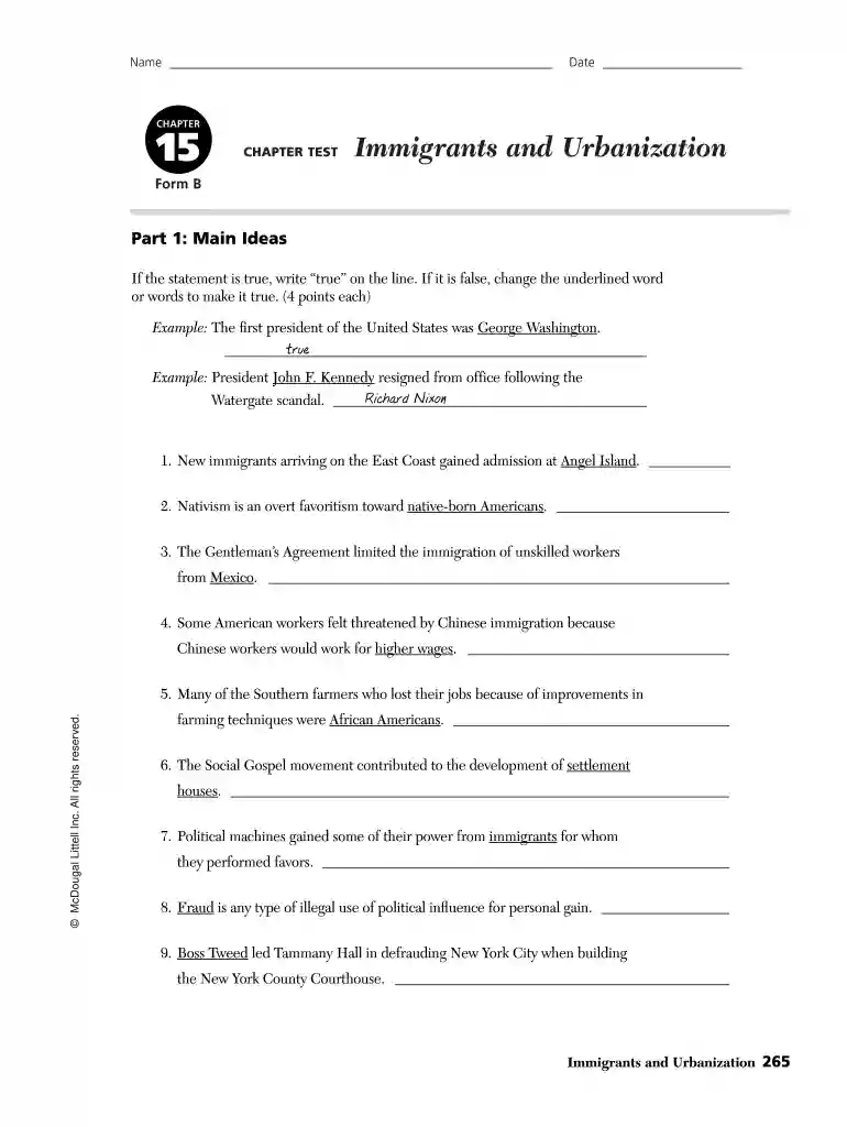 immigration and urbanization worksheet answer key Preview on Page 1