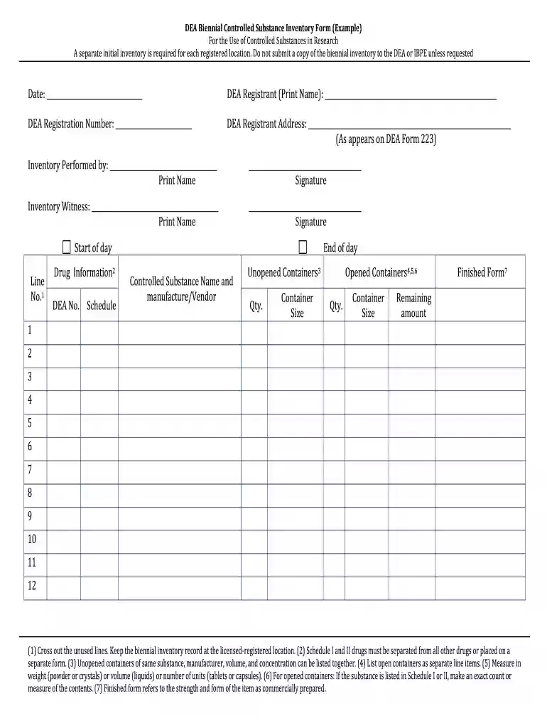 dea biennial inventory form Preview on Page 1