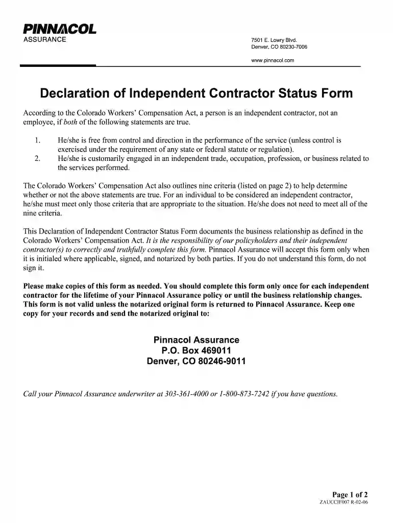 form contractor status Preview on Page 1