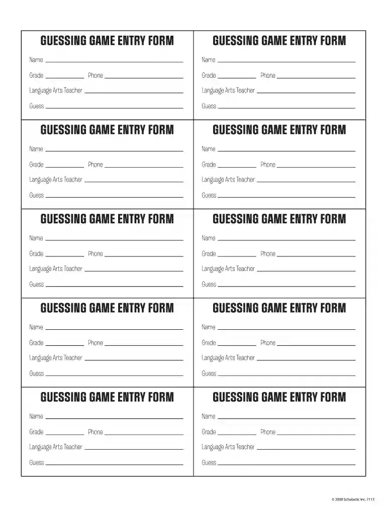 entry form template Preview on Page 1