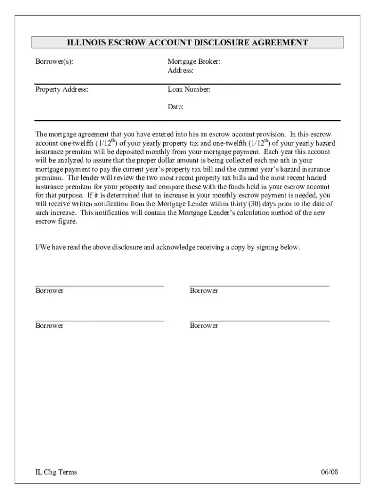 illinois election of escrow account or pledge time deposit account Preview on Page 1