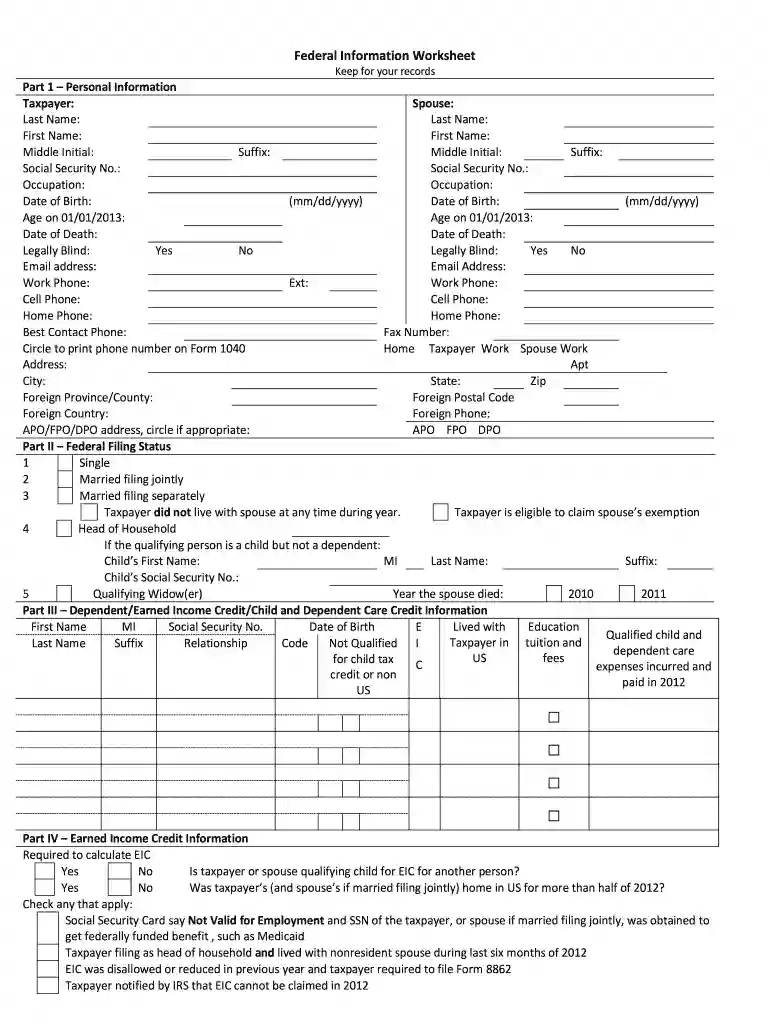 federal worksheet Preview on Page 1