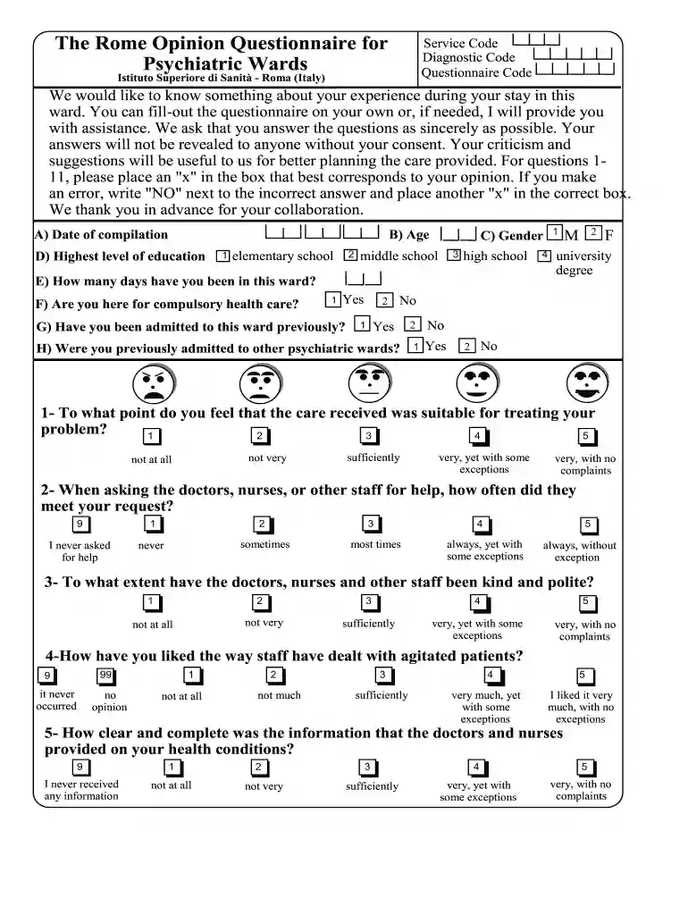 opinion questionnaire Preview on Page 1