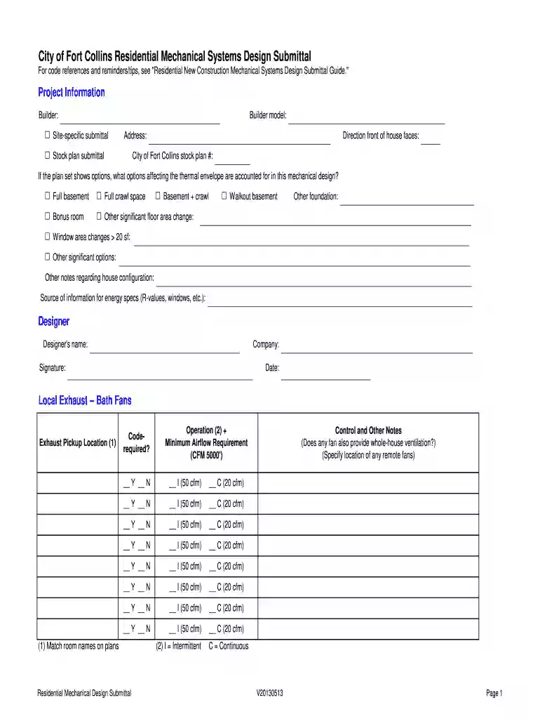 CFC Mech Sys Design Submittal Form V20130513 - City of Fort ... Preview on Page 1