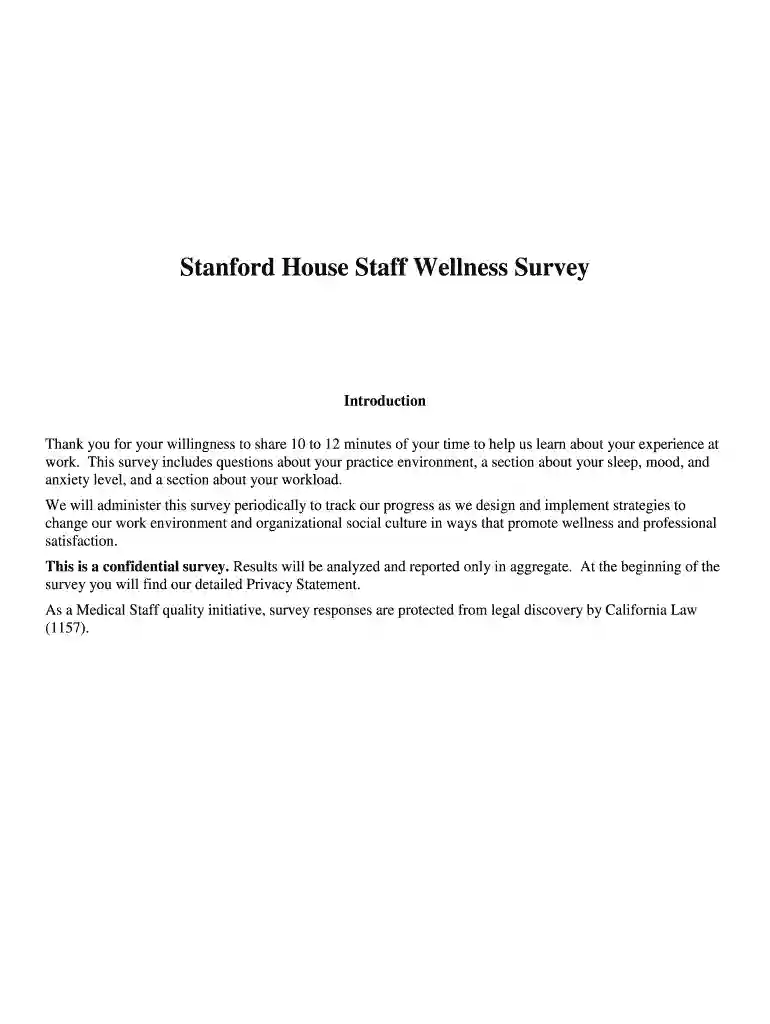stanford physician wellness survey Preview on Page 1