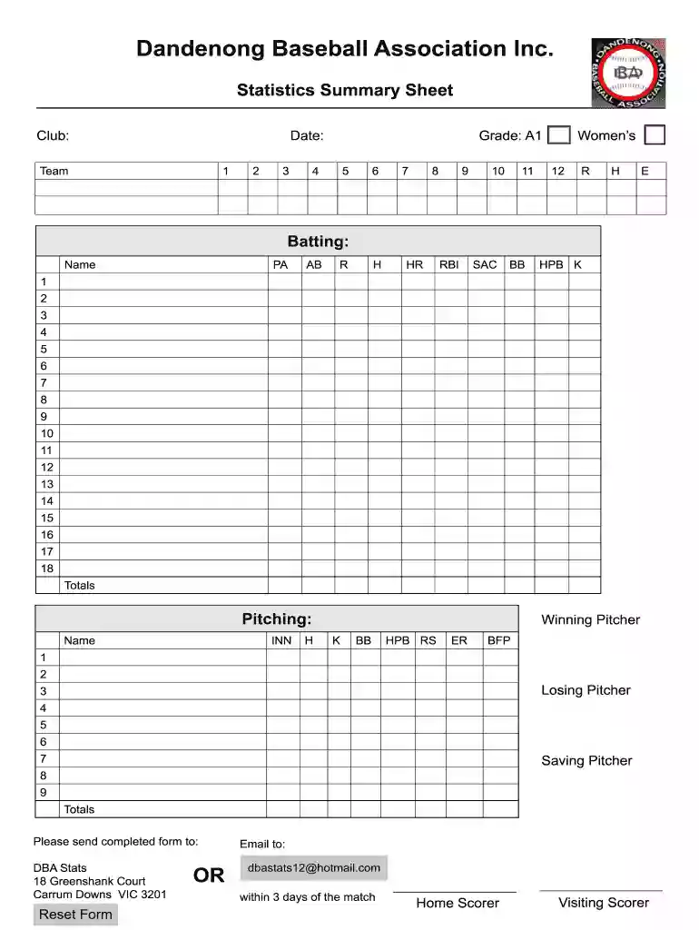 softball stats excel spreadsheet template Preview on Page 1