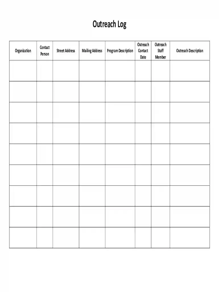 outreach log Preview on Page 1