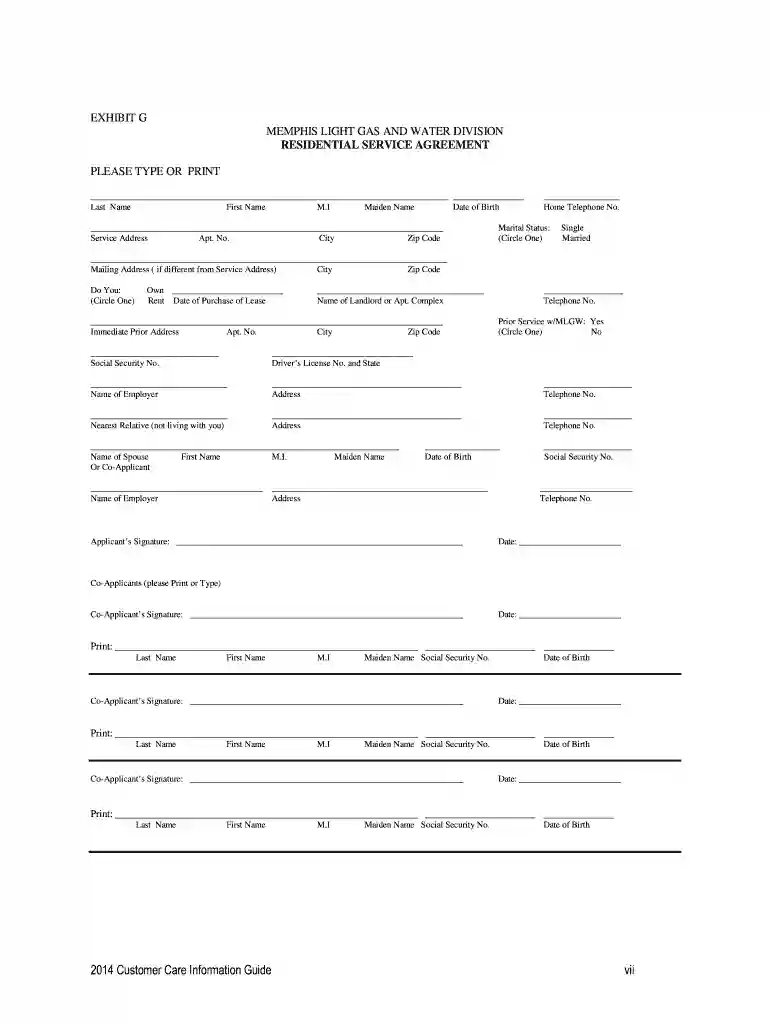 mlgw residential service agreement Preview on Page 1