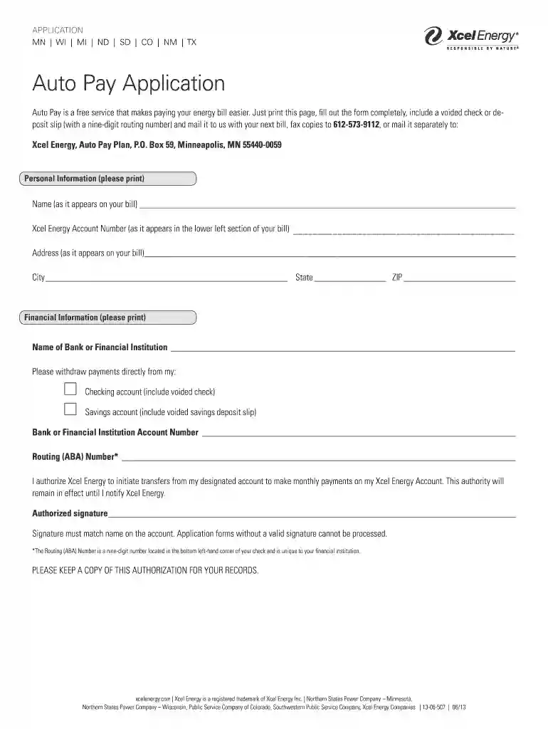 xcel energy bill template Preview on Page 1