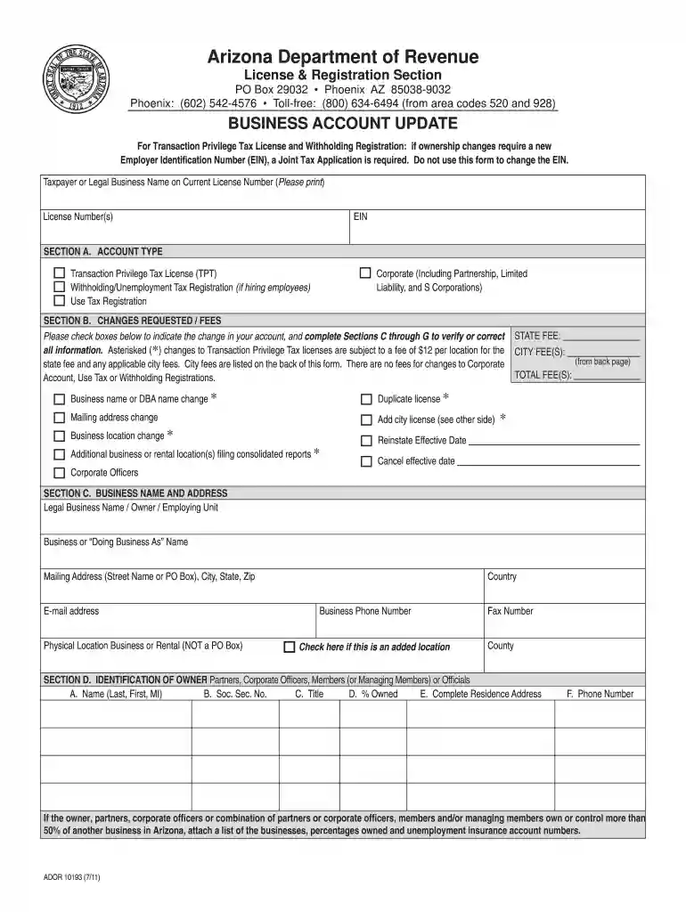 az form 10193 Preview on Page 1