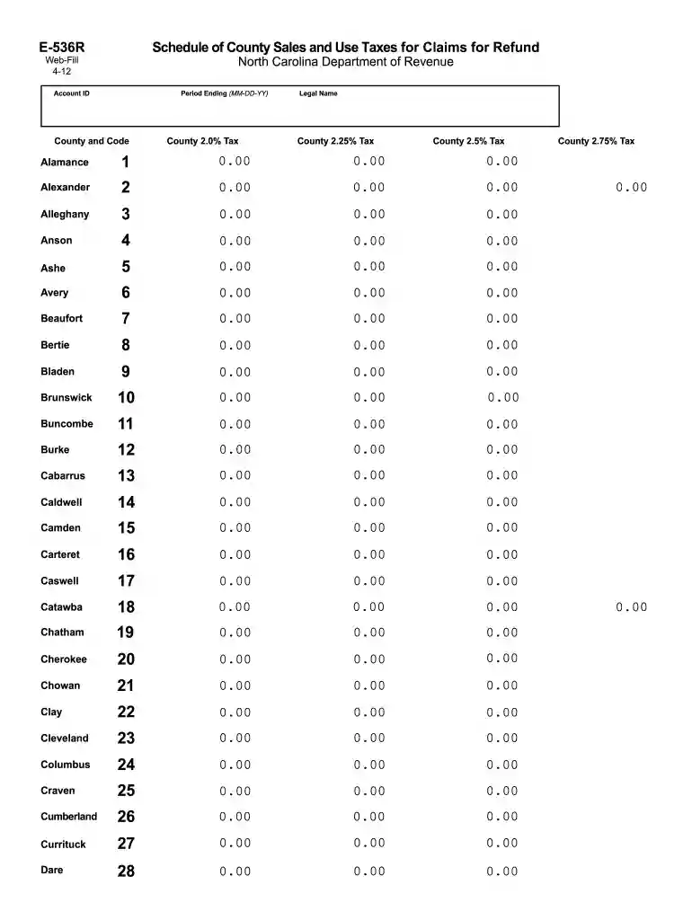 nc form e 536r 2012 Preview on Page 1