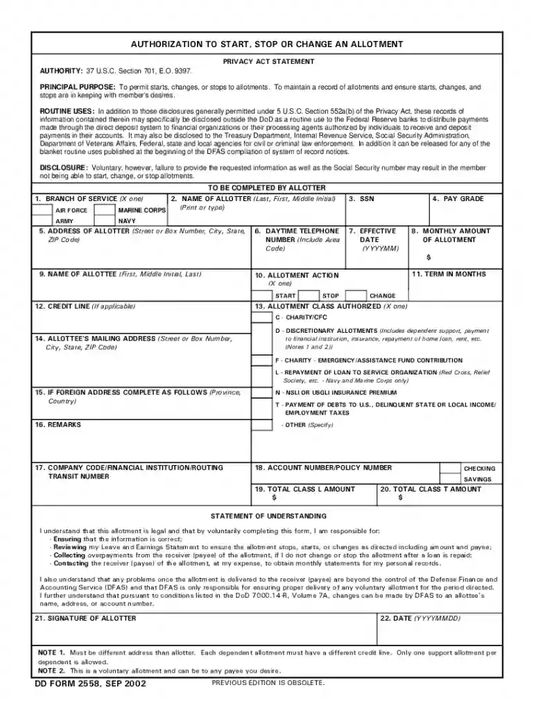 dd2558 Preview on Page 1