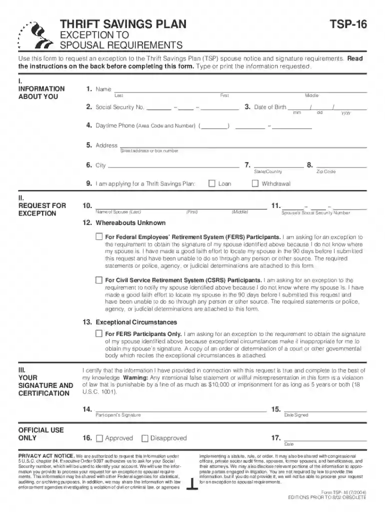 tsp spousal consent form Preview on Page 1