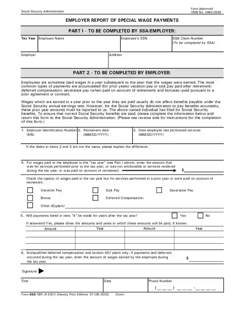 ssa 131 form Preview on Page 1