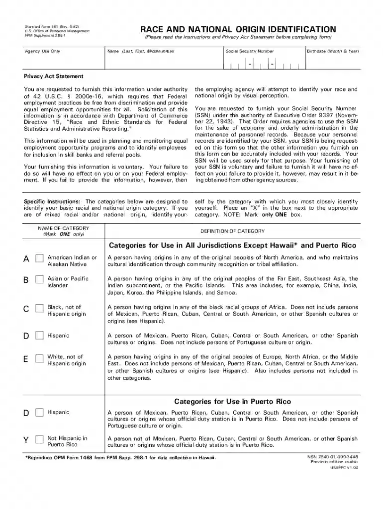 sf181 form Preview on Page 1