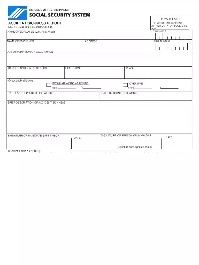 sickness form sss sample Preview on Page 1