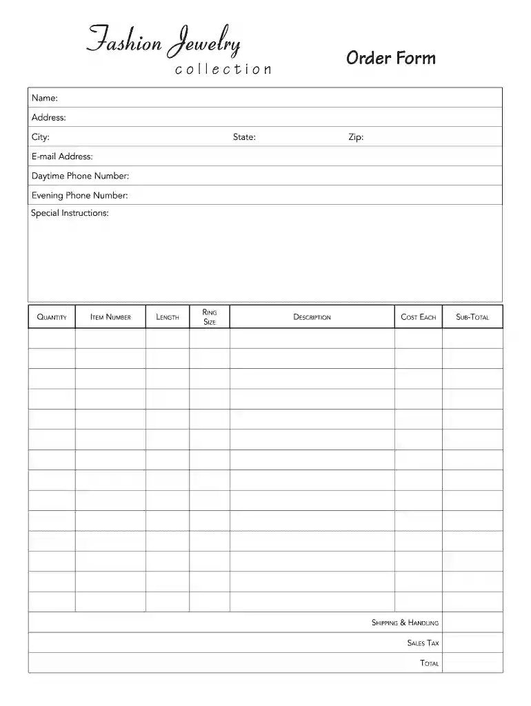 generic company order form Preview on Page 1